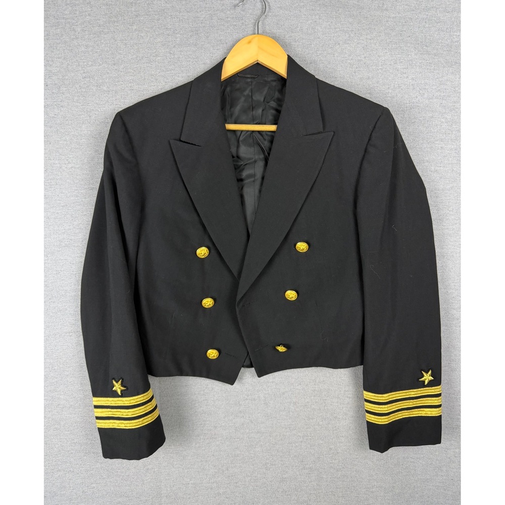 Vintage Novakoff Bros US Navy Dress Mess‎ Jacket 36R Navy Blue Gold Buttons Star